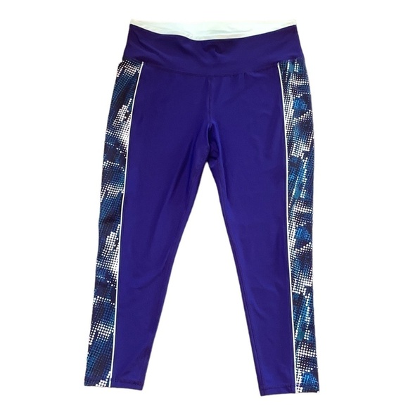 Xersion Blue Print Stripe Leggings Size XL - Picture 1 of 6
